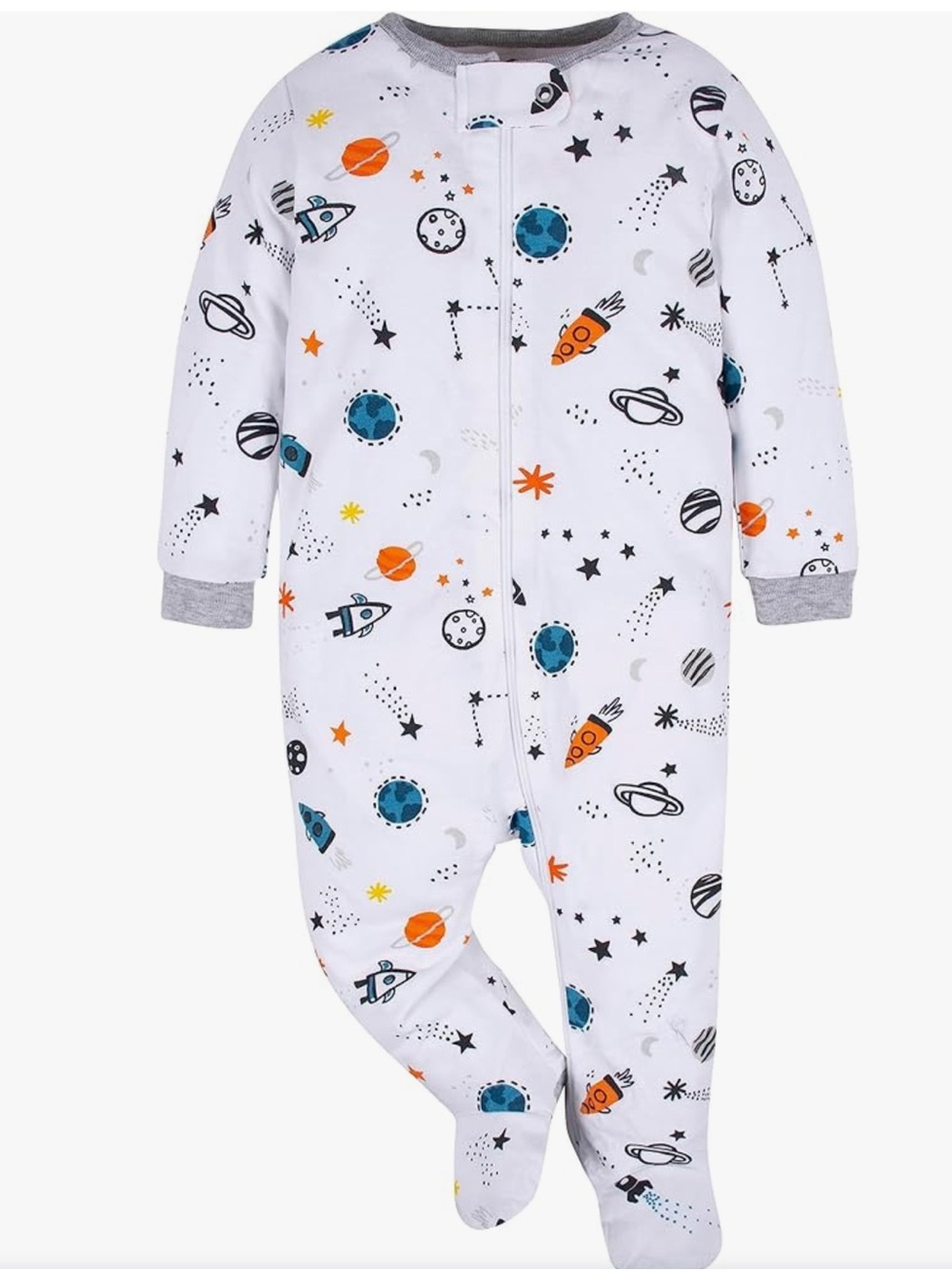Gerber - Sleep & Play White Space Newborn Baby One-Piece Footed Pajamas